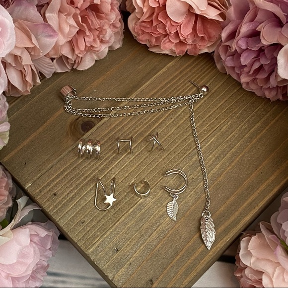 7 Pcs Ear Cuff Set Dangle Feather Star Earring - Picture 14 of 16